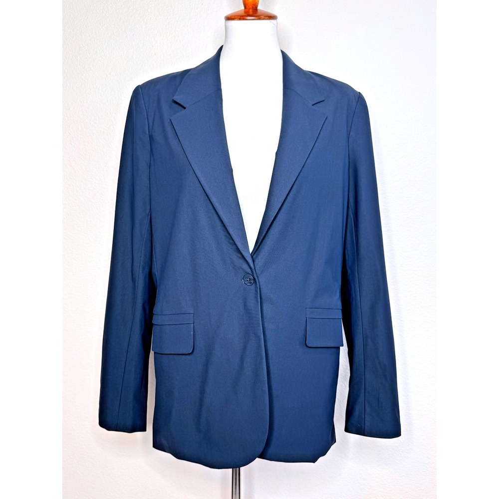 RHONE Womens Commuter Boyfriend Blazer MEDIUM Navy 1 Button Travel Professional
